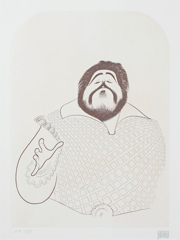 Bonhams Albert Hirschfeld American 1903 2003 Luciano Pavarotti 1981 