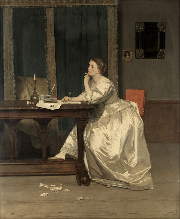Bonhams : Florent Willems (Belgian, 1823-1905) Composing a response