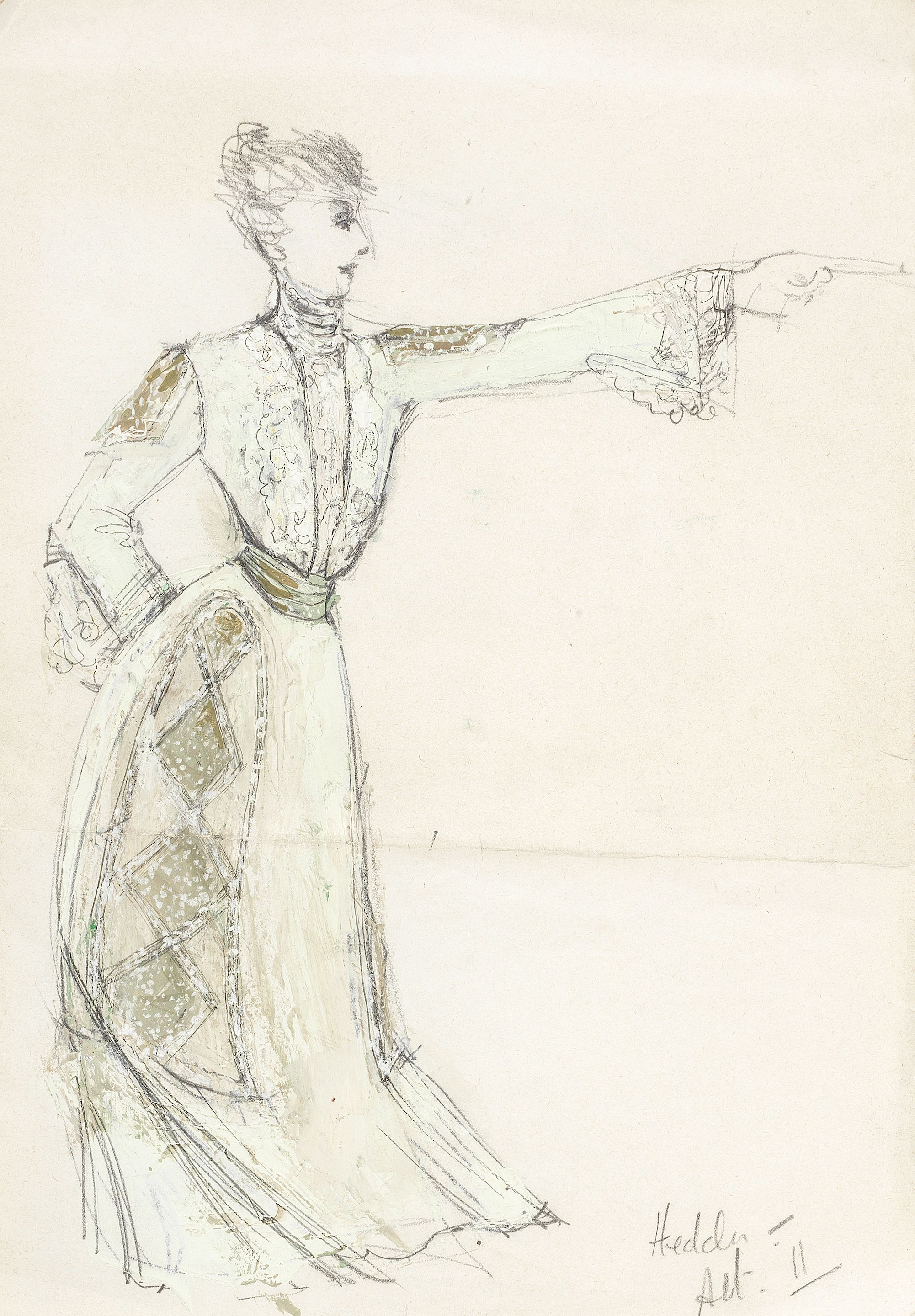 Bonhams : Diana Rigg A costume design for Diana Rigg as Hedda Gabler, 1981,