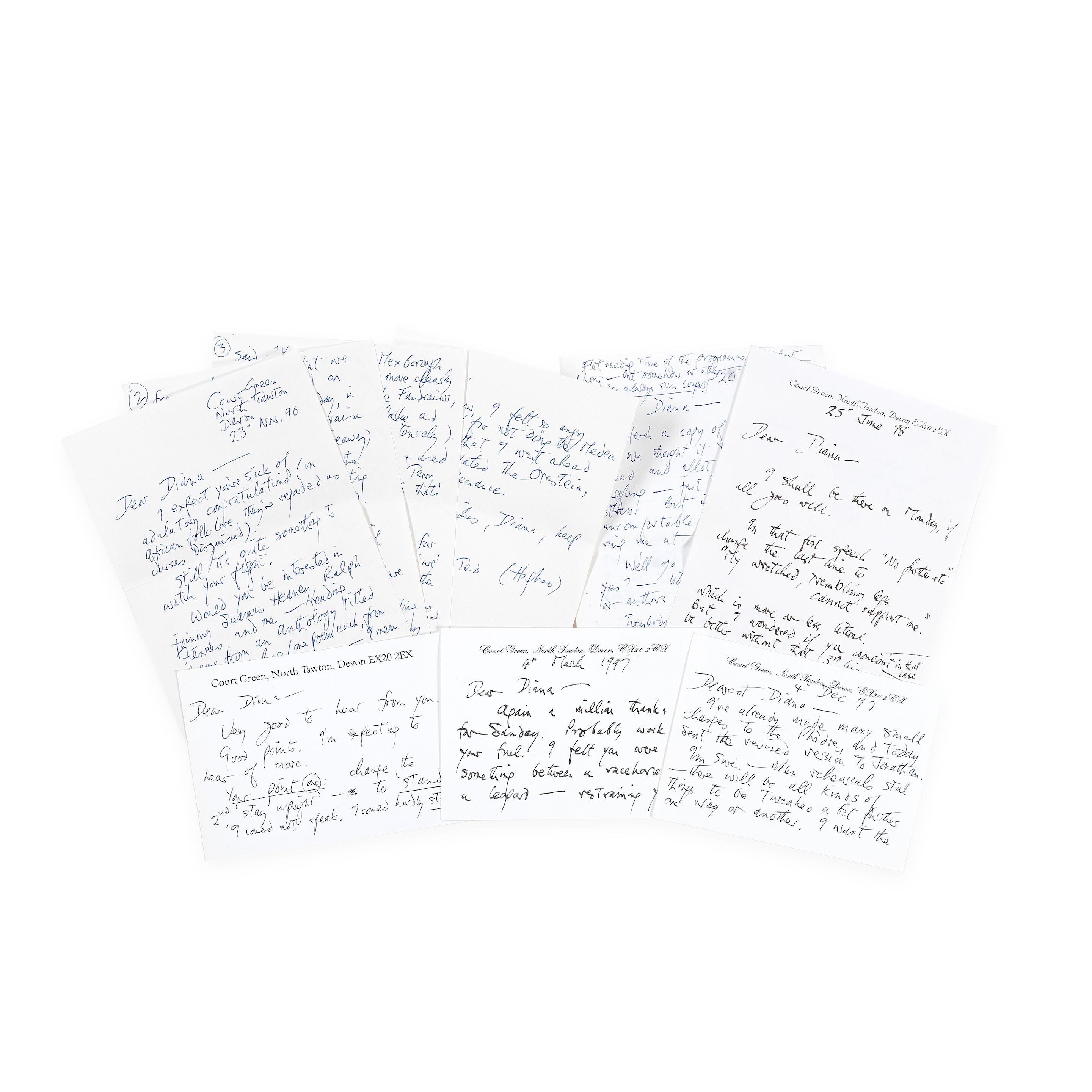 Bonhams : Ted Hughes A series of six autograph letters signed, to Diana