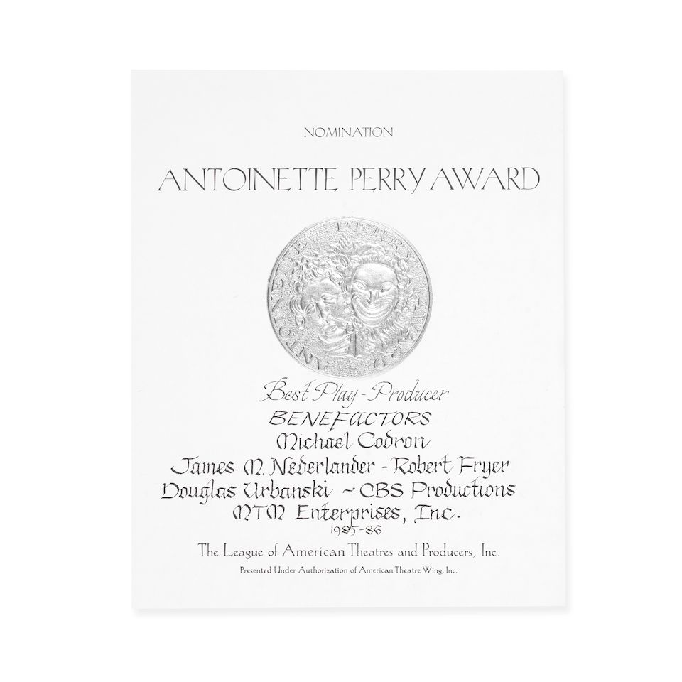 Sir Michael Codron: A Tony Award® Nomination Certificate for ...