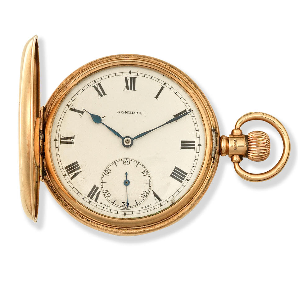 Admiral. A 9K gold keyless wind full hunter pocket watch Birmingham ...