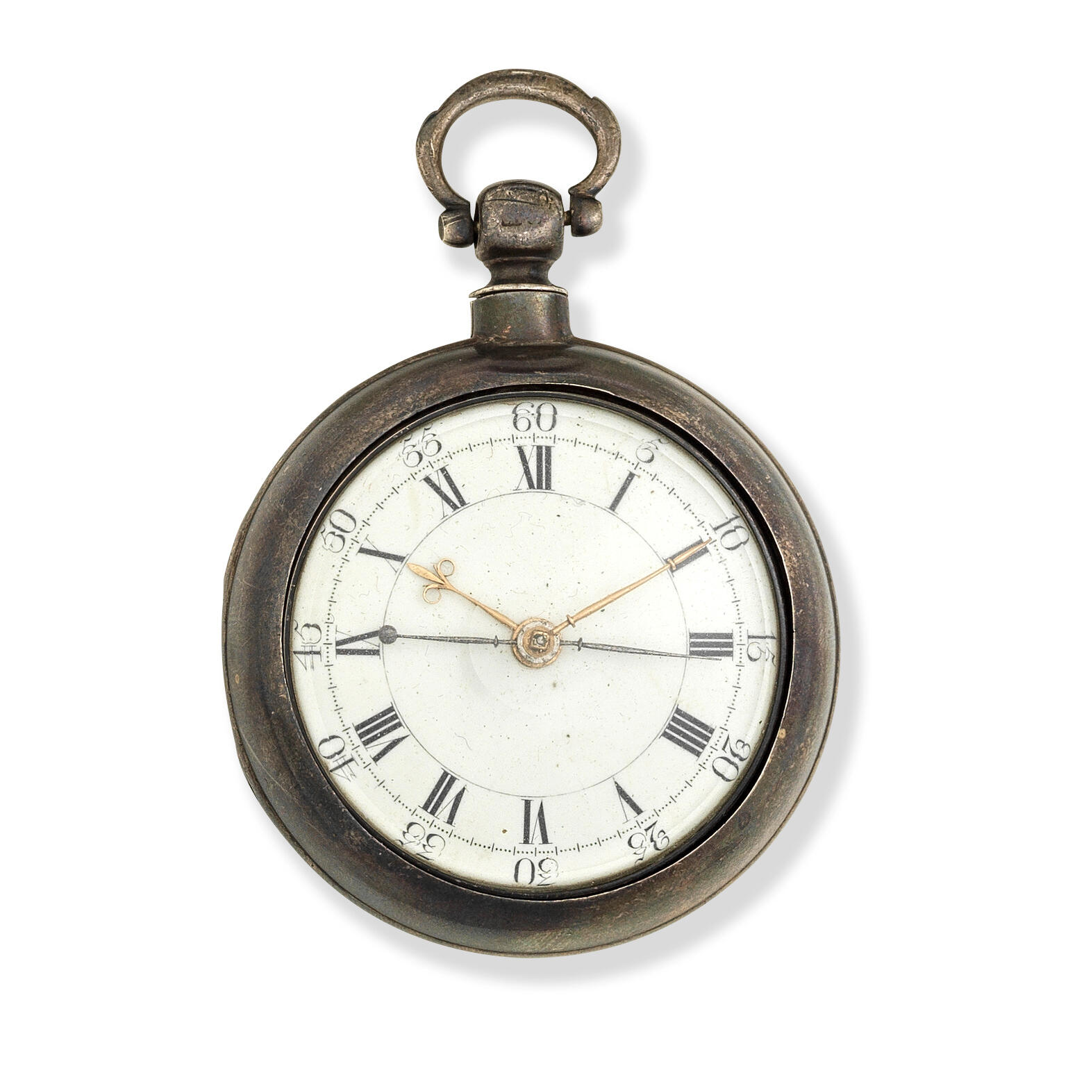 Alexander Mitchelson, London. A silver key wind pair case pocket watch with...