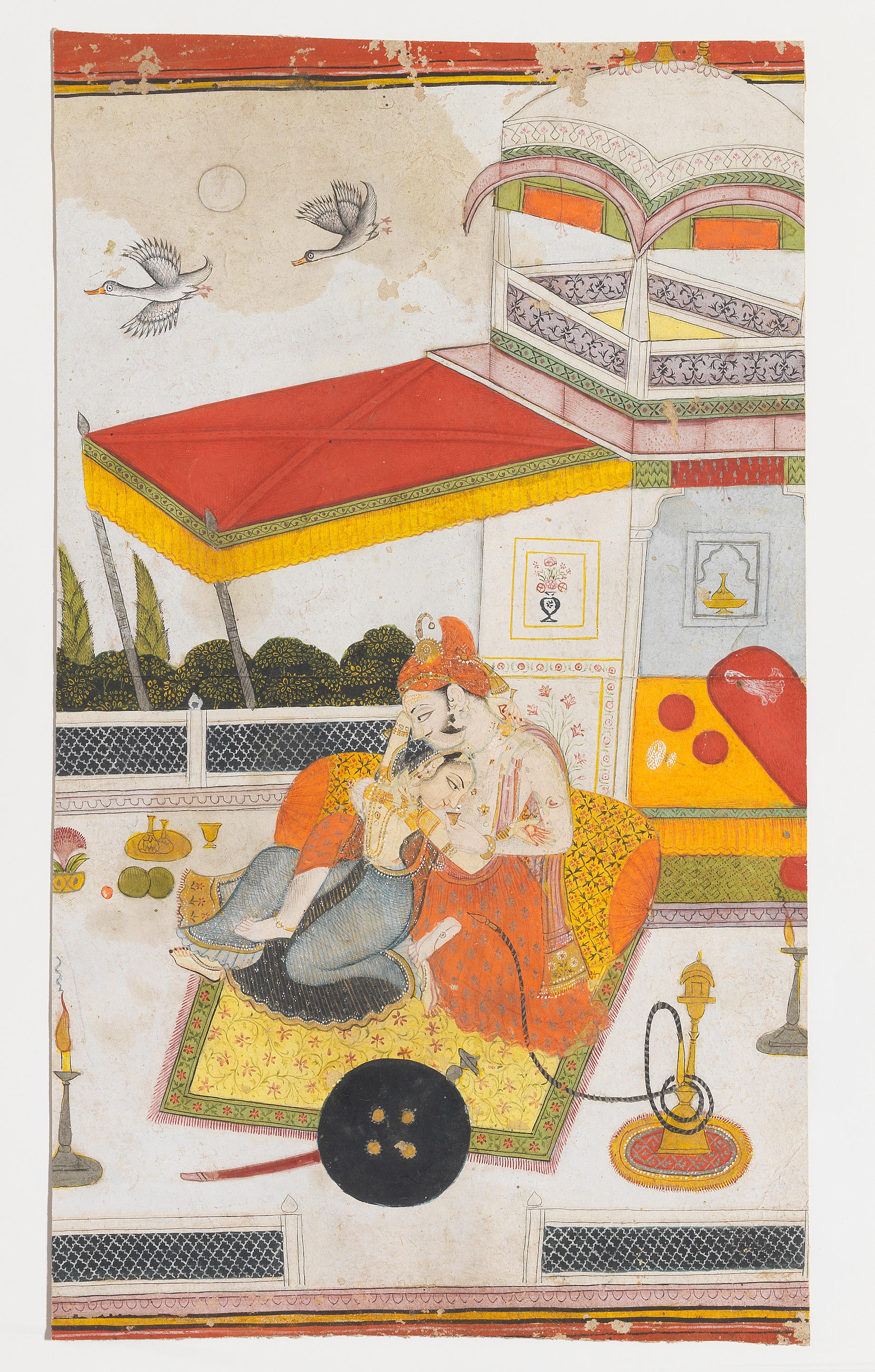 Bonhams A Prince And His Mistress Seated Embracing On A Palace Terrace Kotah Mid 18th Century