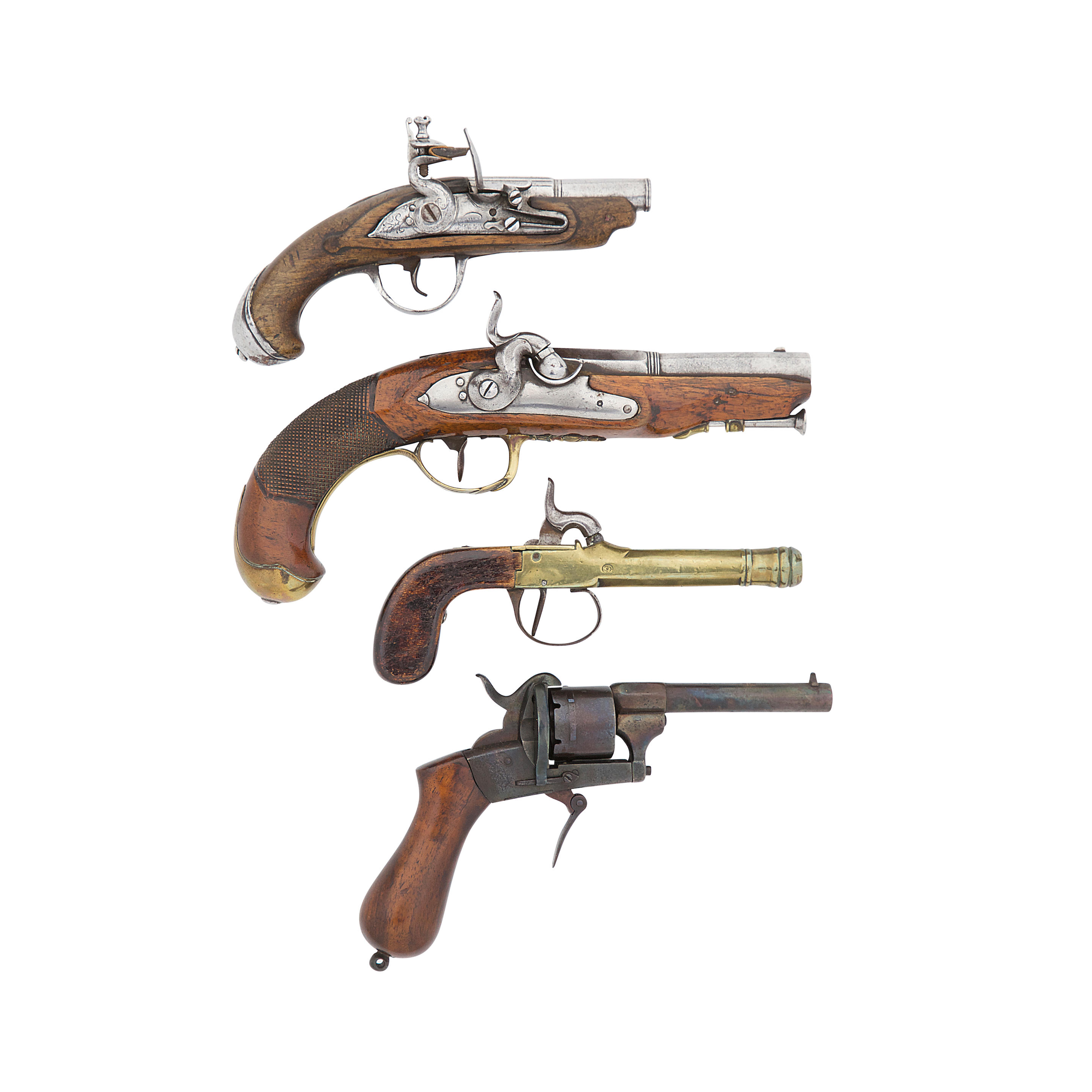 Bonhams A Continental 54Bore Flintlock Pocket Pistol, Two Liège