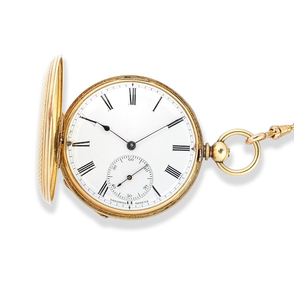 Genève. An 18K gold key wind full hunter pocket watch Circa