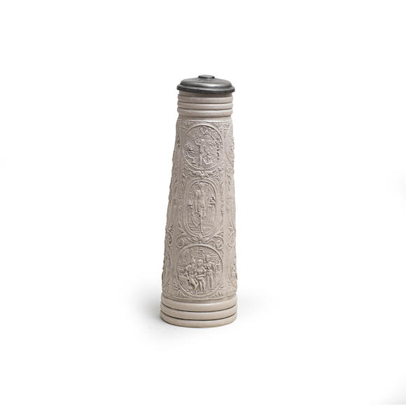 Bonhams : A rare and large pewter-mounted Siegburg stoneware jug ...