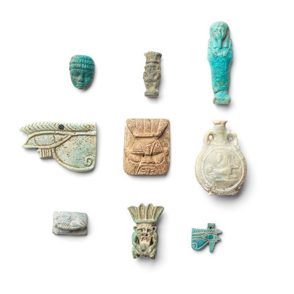 Bonhams : Eight Egyptian faience objects together with an Egyptian ...