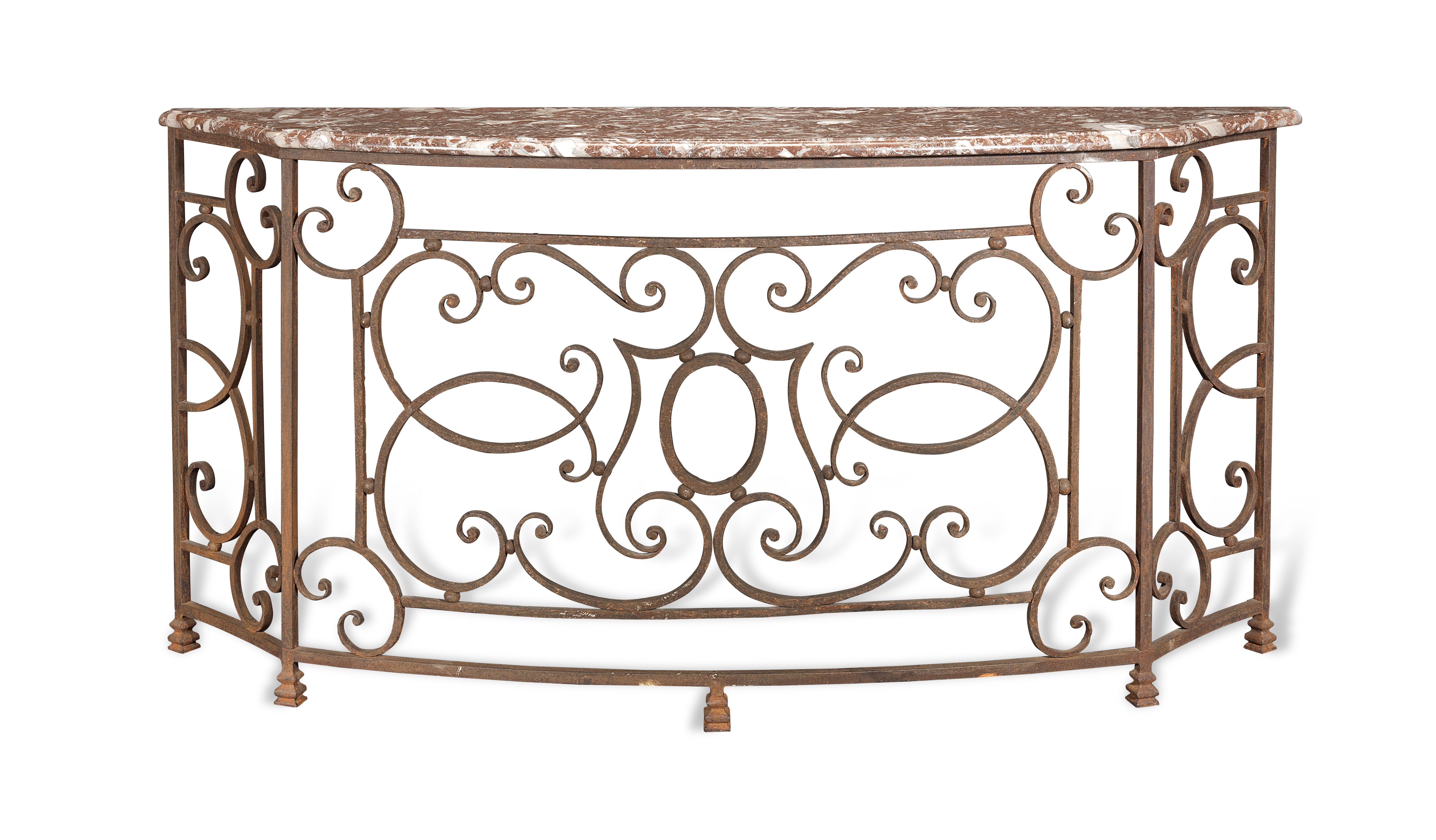 A wrought iron console table