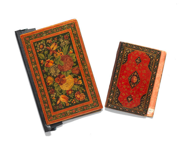 Bonhams Two Pairs Of Qajar Lacquer Bookcovers Persia Late 19th Century 3
