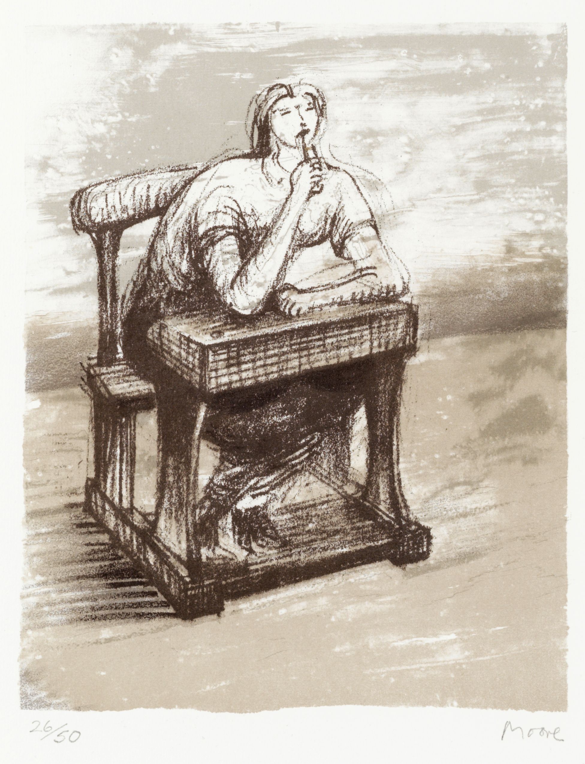 Girl Seated at Desk IV