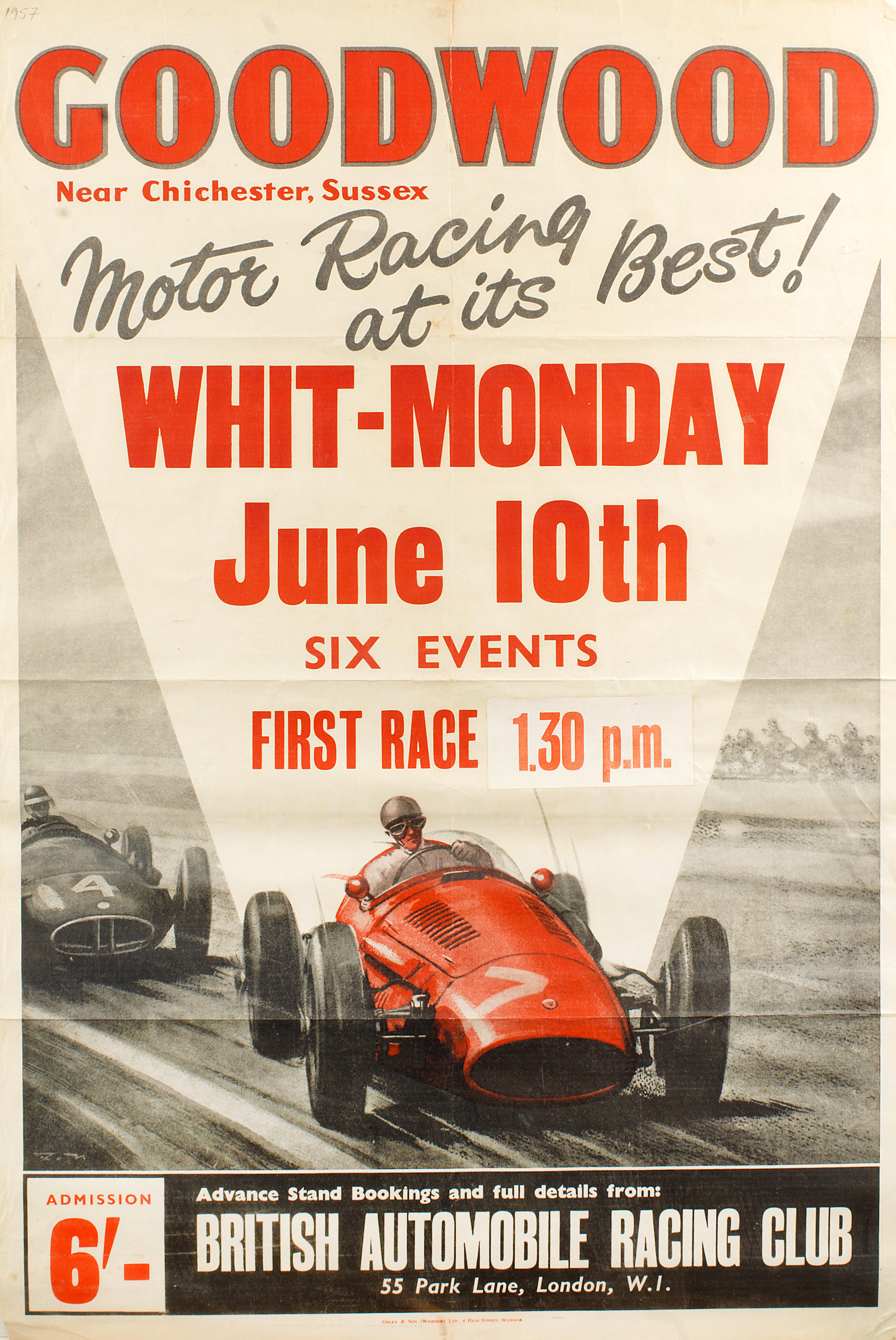 Bonhams Cars : A 1957 Goodwood 'Motor Racing at it's Best' advertising ...