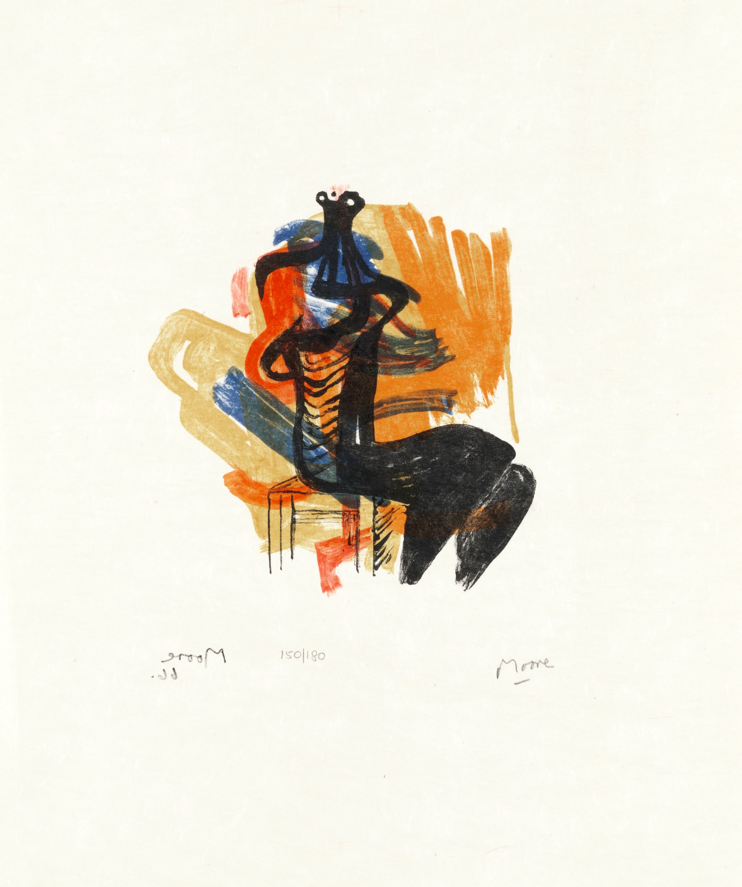 Black Seated Figure on Orange Ground