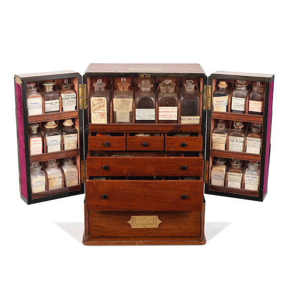 Bonhams A Large Mahogany Medicine Chest, English, mid19th century,