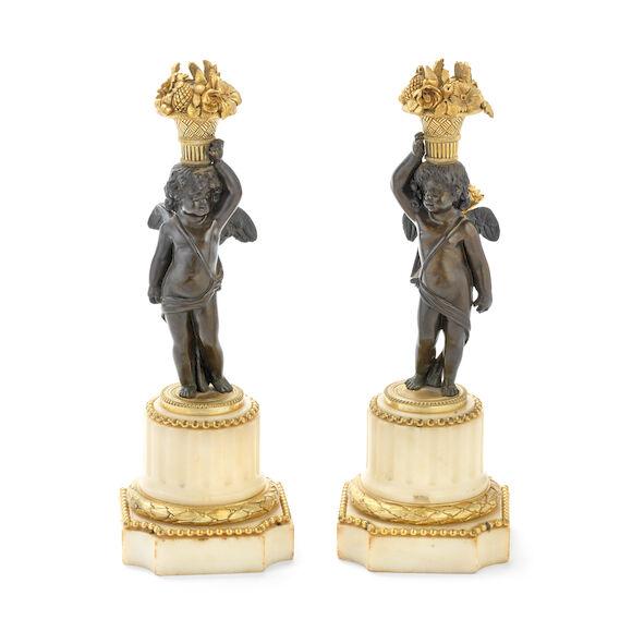 Bonhams : A pair of 19th century French gilt and patinated bronze and ...