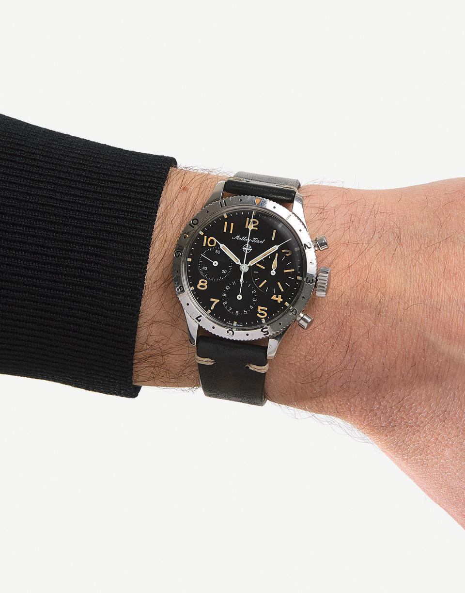 MATHEY-TISSOT. CHRONOGRAPHE BRACELET EN ACIER MOUVEMENT MECANIQUE FLYBACK  MATHEY-TISSOT. A STAINLESS STEEL MANUAL WIND FLYBACK CHRONOGRAPH WRISTWATCH   Type XX, Circa 1960