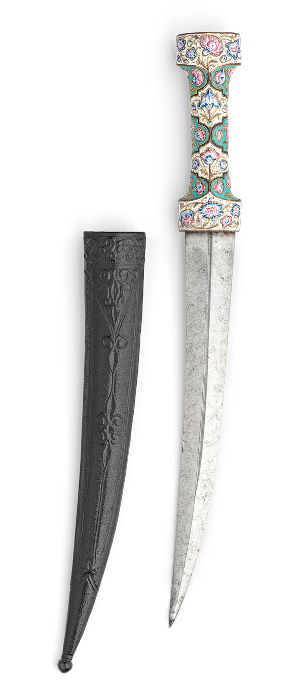 Bonhams : A Qajar enamelled-copper hilted steel dagger (jambiyya ...