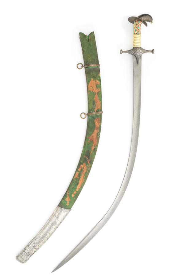 Bonhams A Gem Set Walrus Ivory Hilted Steel Sword Shamshir Persia And India 17th 18th Century