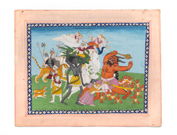 Bonhams : An illustration to the Devi Mahatmya, depicting the Devi ...