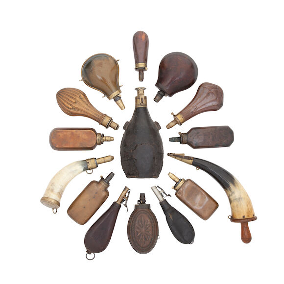 Powder Shot Flask Bonhams : A Group Of Various Powder- And Shot-Flasks For Longarms And ...