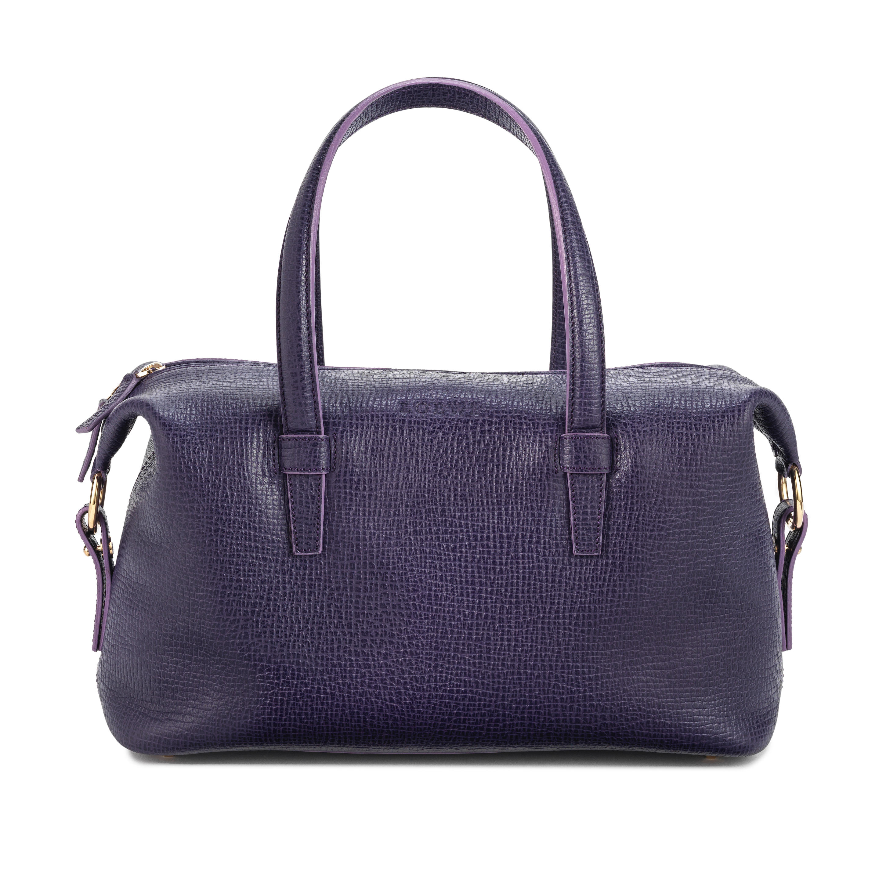 Bonhams : Loewe a Purple Grained Leather Bowling Bag (includes dust bag)