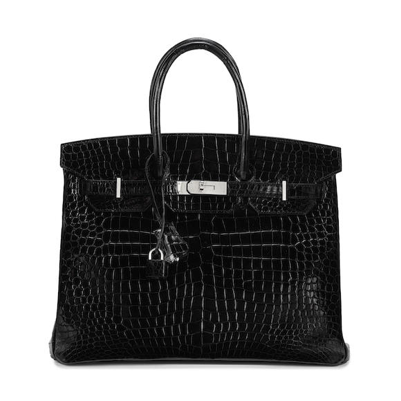 Bonhams : Hermès A Shiny Black Porosus Crocodile Birkin 35 2014 