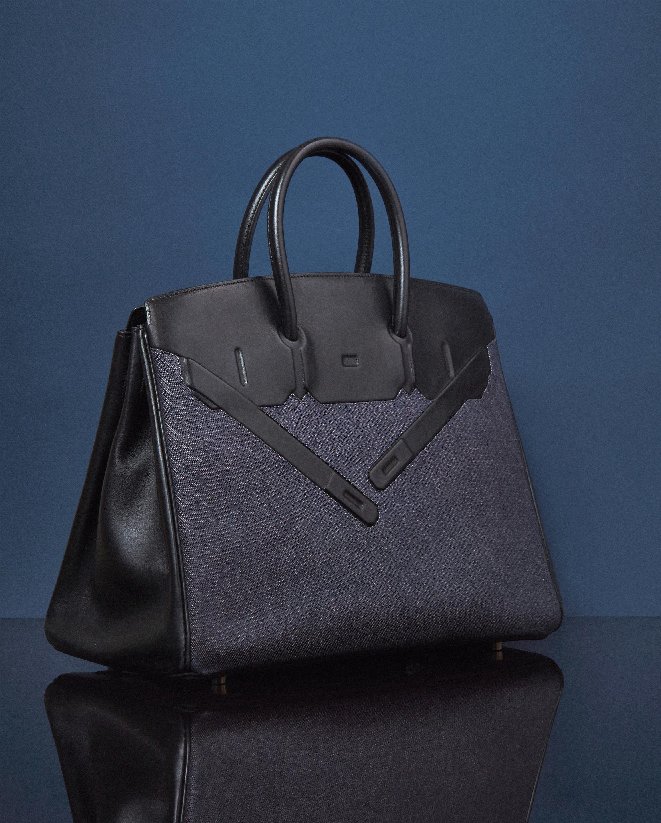 Bonhams : Hermès Sac A Main Birkin 35 Shadow En Cuir Evercalf Noir Et Denim