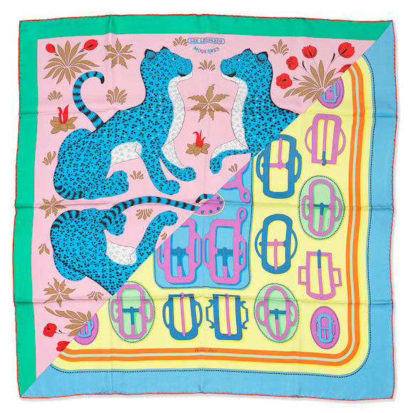 Bonhams : Hermès a 'Les Leopards Modernes' Silk Scarf c.2021 (includes box)