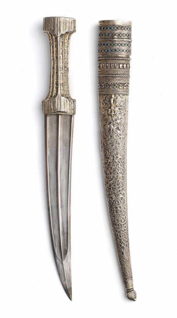 Bonhams : An Ottoman enamelled silver-gilt mounted steel dagger ...
