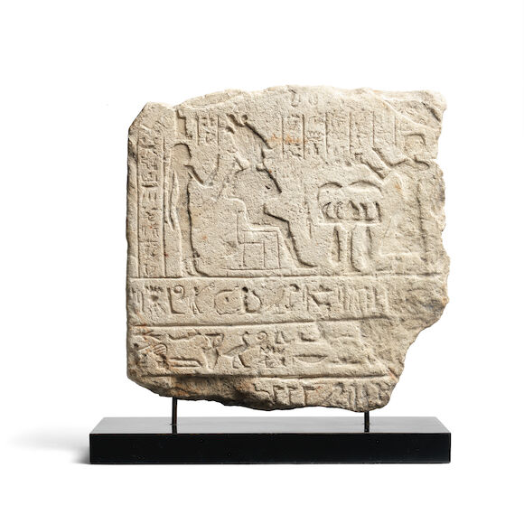Bonhams : An Egyptian limestone fragmentary stele