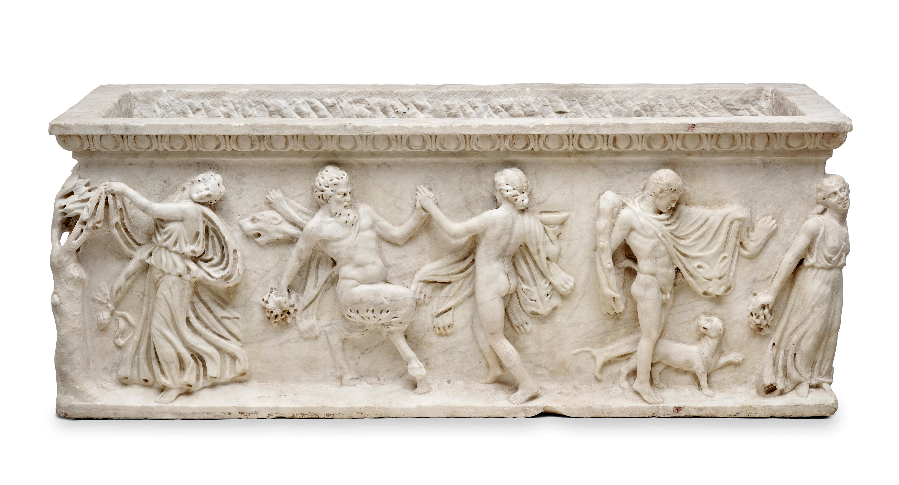 An Italian carved white marble jardinière, in the antique taste