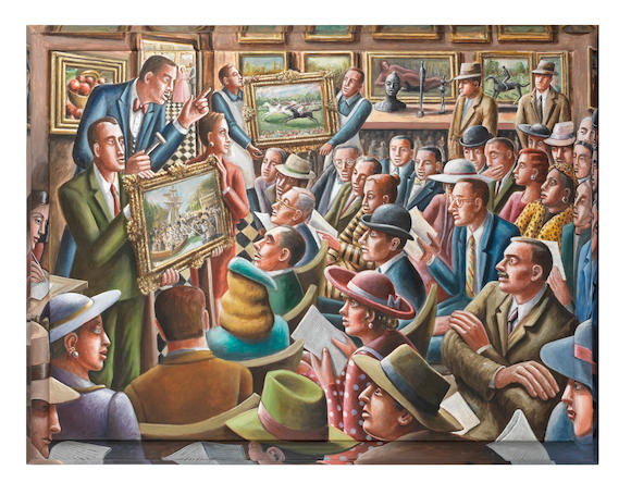 Bonhams : P J Crook (British, born 1945) The Masterpiece 101 x 132cm ...