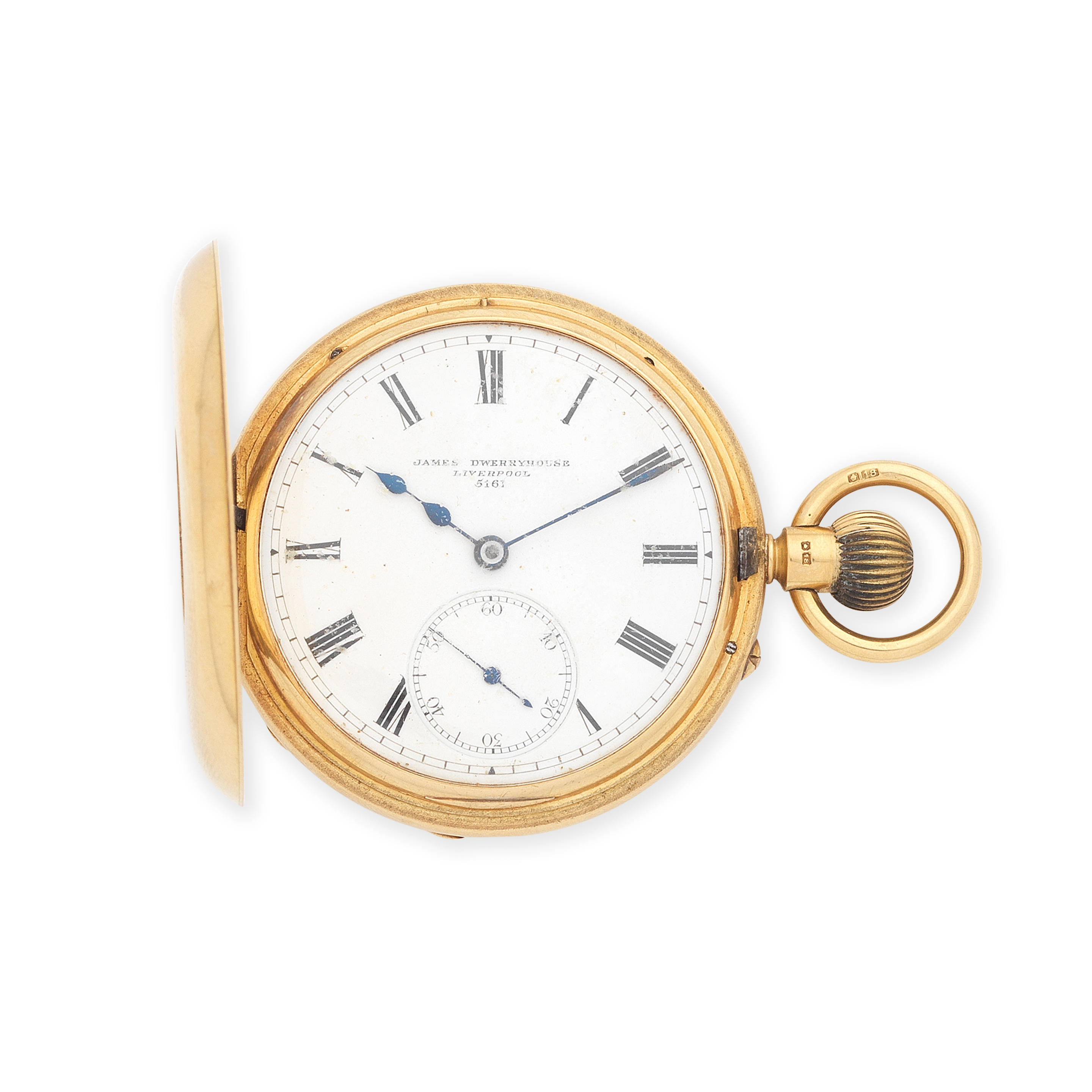 Bonhams : James Dwerryhouse, Liverpool. An 18K gold keyless wind half ...