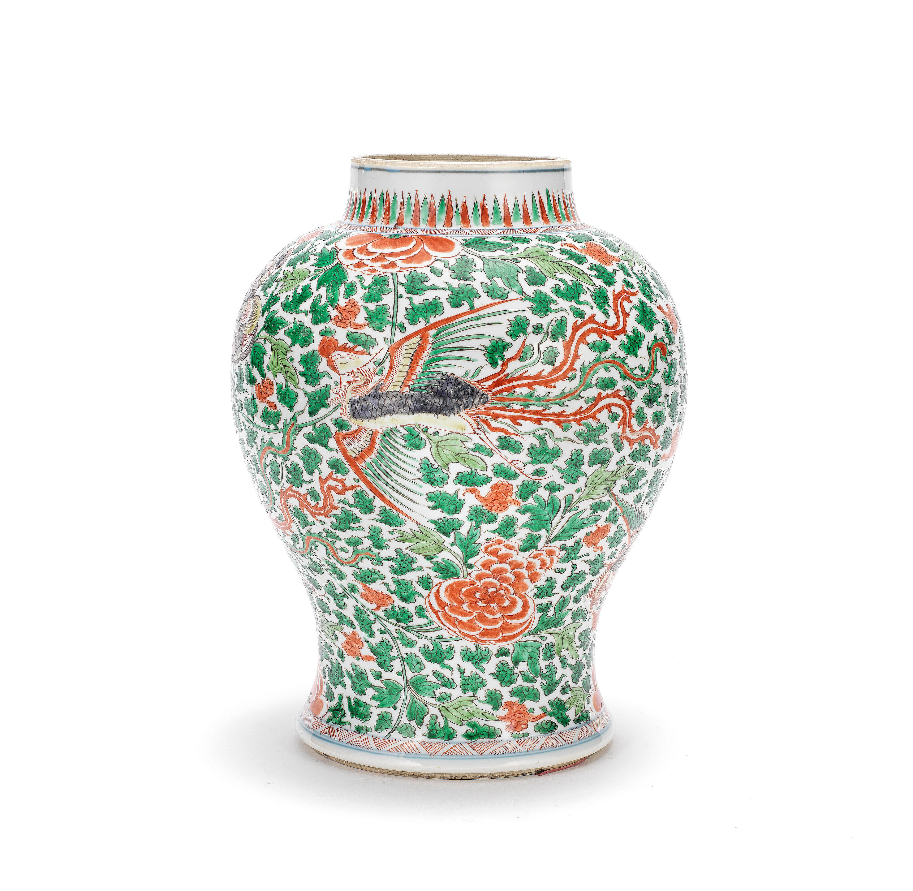 Bonhams : A FAMILLE VERTE 'PHOENIX AND PEONIES' JAR Kangxi