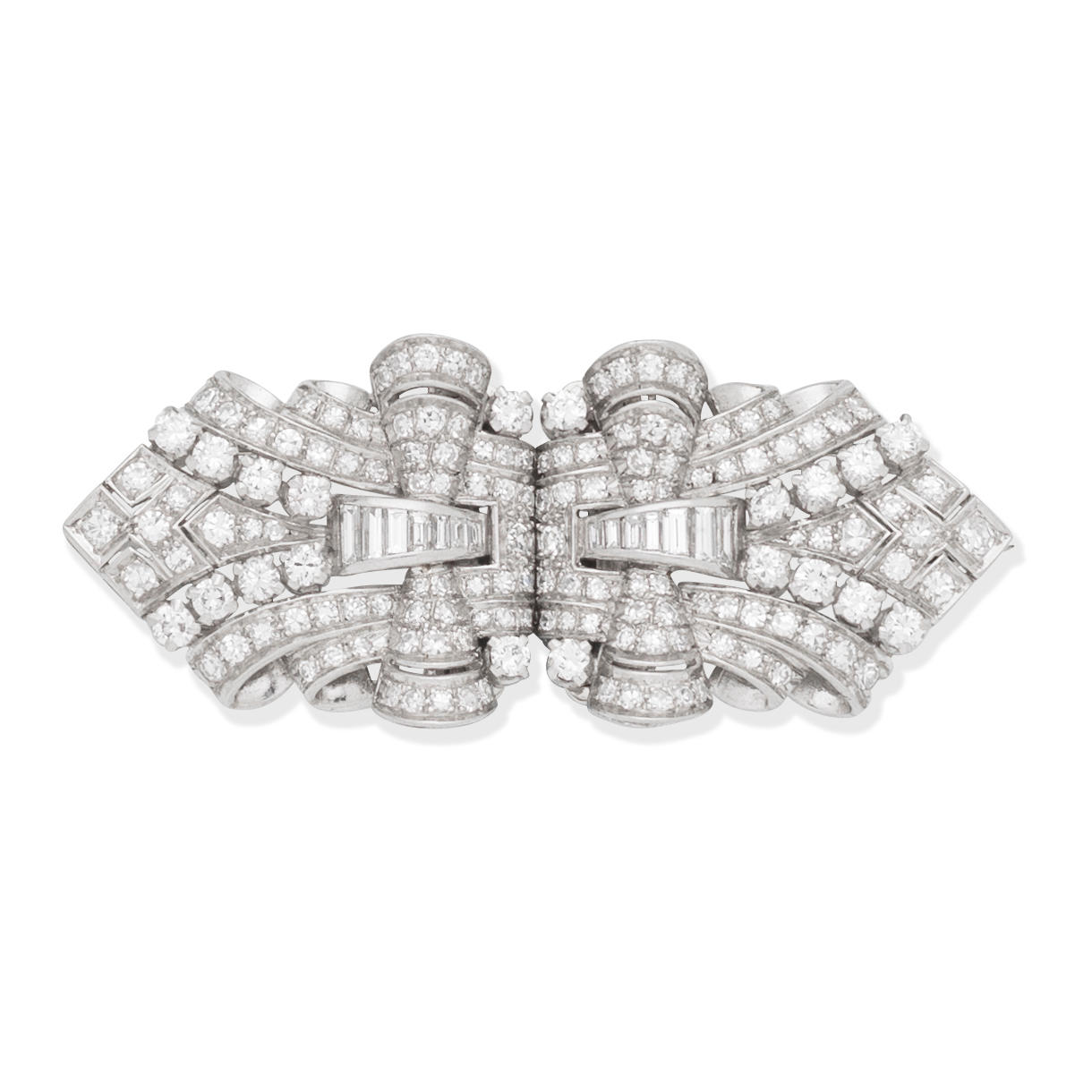 Bonhams : DIAMOND DOUBLE-CLIP BROOCH,