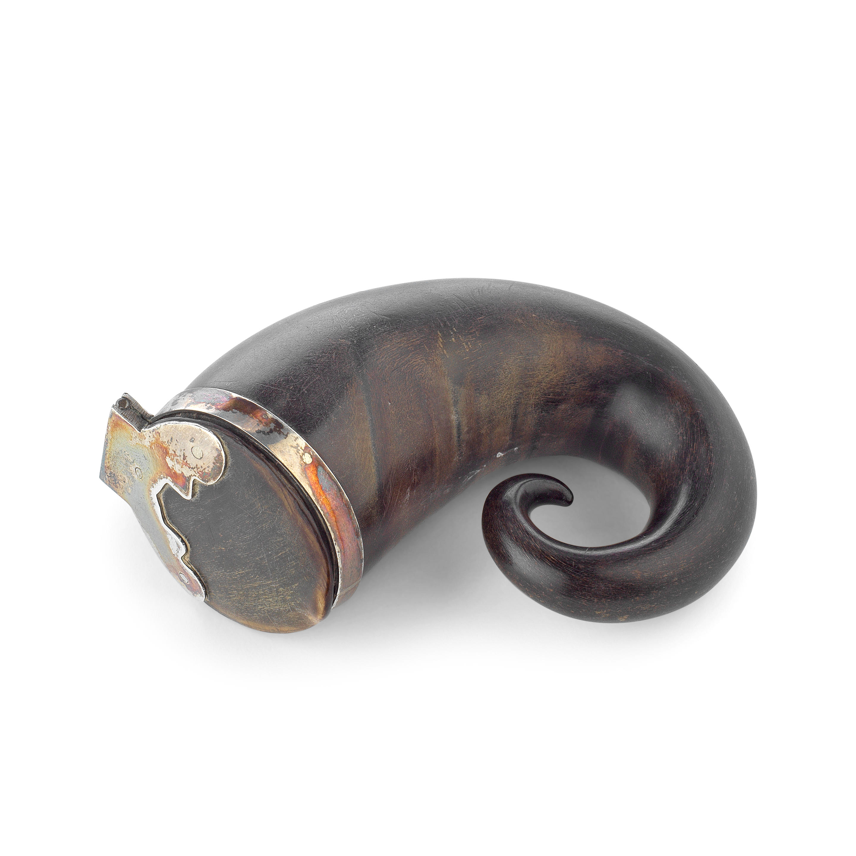 Bonhams : A SILVER-MOUNTED HORN SNUFF MULL unmarked 19th century