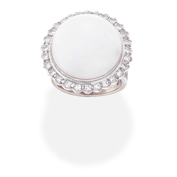 Bonhams : CULTURED MABÉ PEARL AND DIAMOND DRESS RING