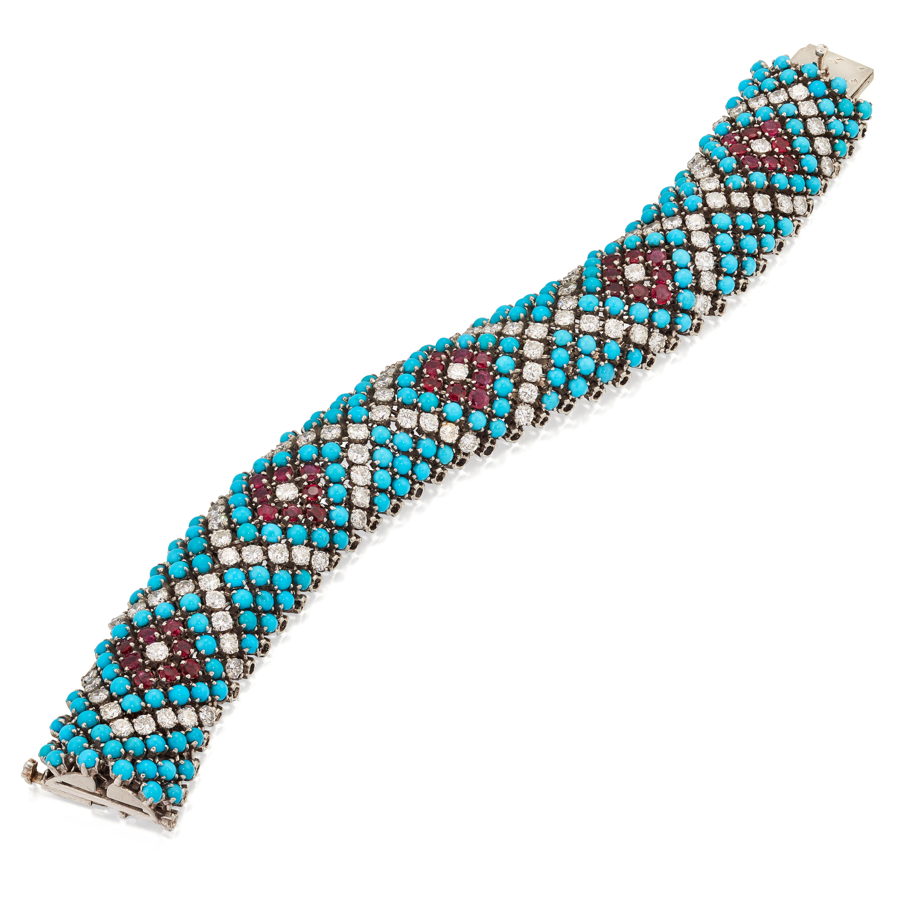 Bonhams : BOUCHERON TURQUOISE AND GEM-SET BRACELET, CIRCA 1960