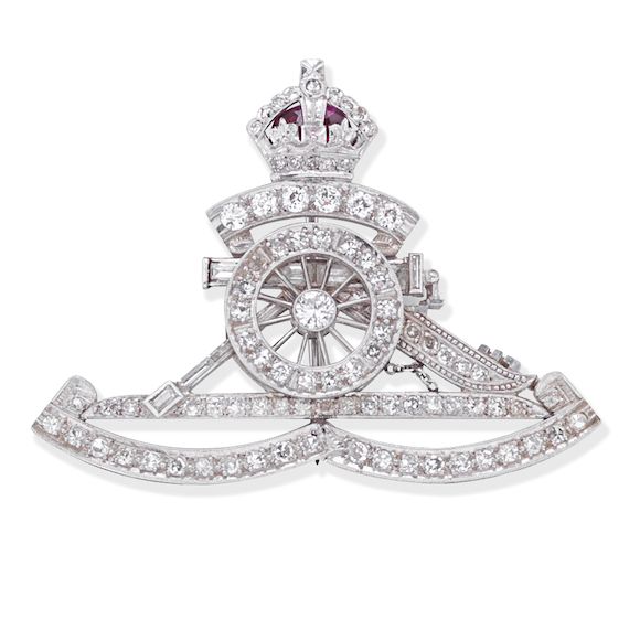 Bonhams DIAMOND SOUTH AFRICAN ROYAL ARTILLERY REGIMENTAL BROOCH,
