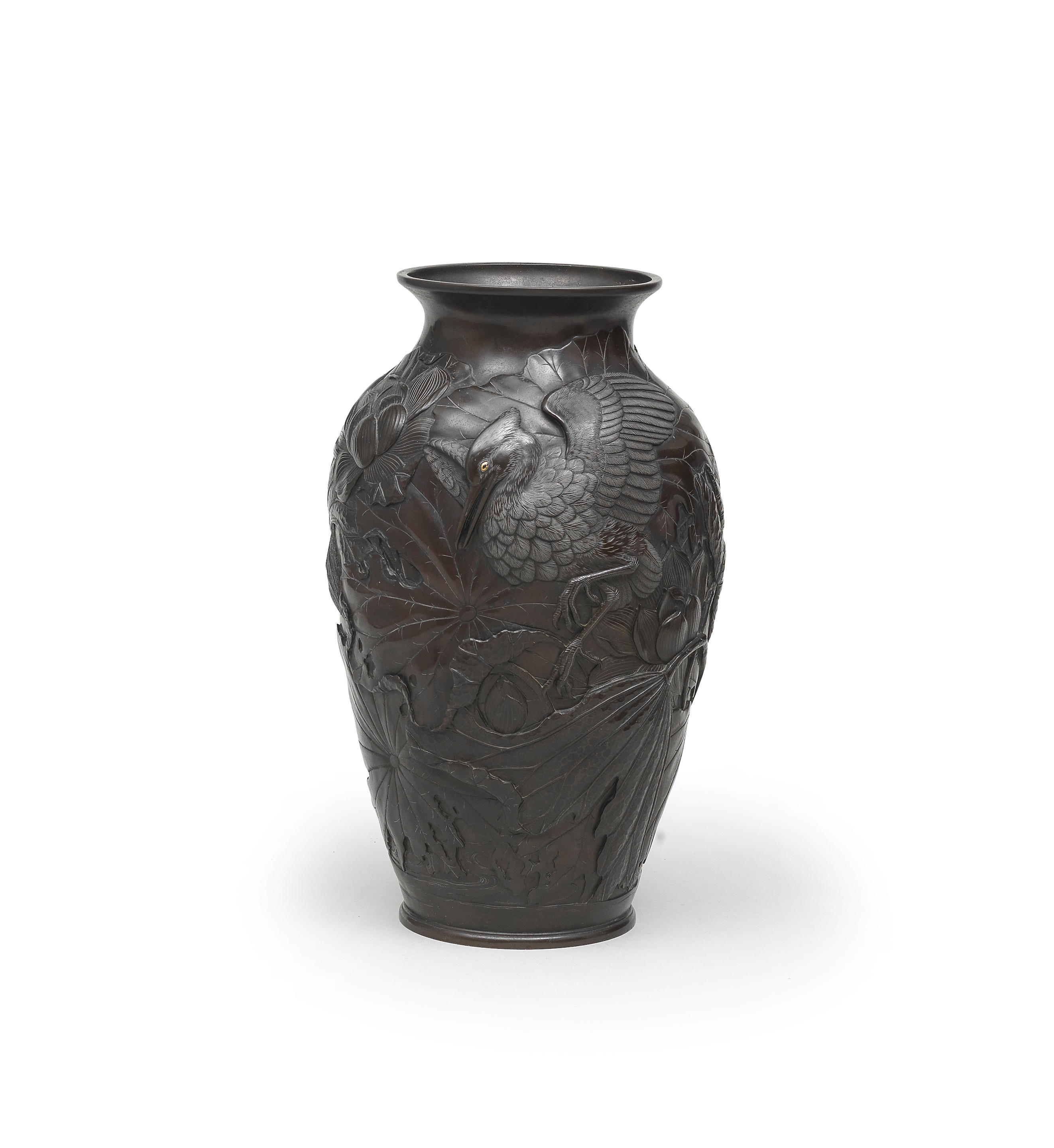 Bonhams : SUZUKI CHOKICHI (KAKO, 1848-1919) A Bronze Baluster Vase ...