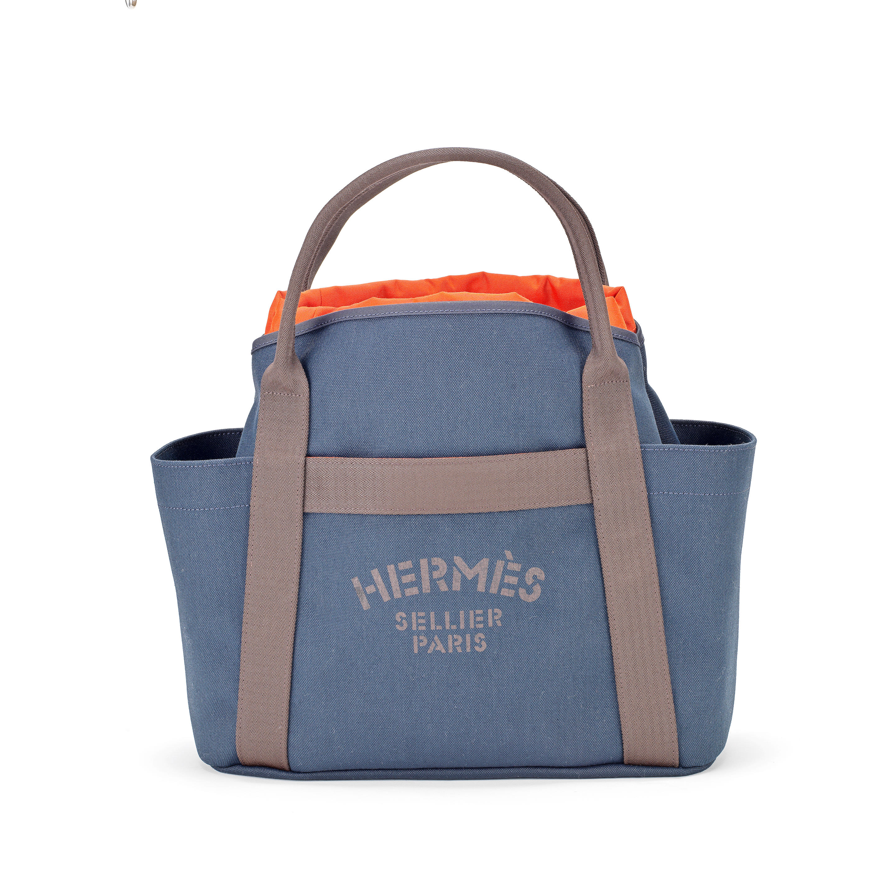 Bonhams : Hermès a Bleu Navy and Feu Canvas Panasage Grooming Bag 2022  (includes dust bags and box)