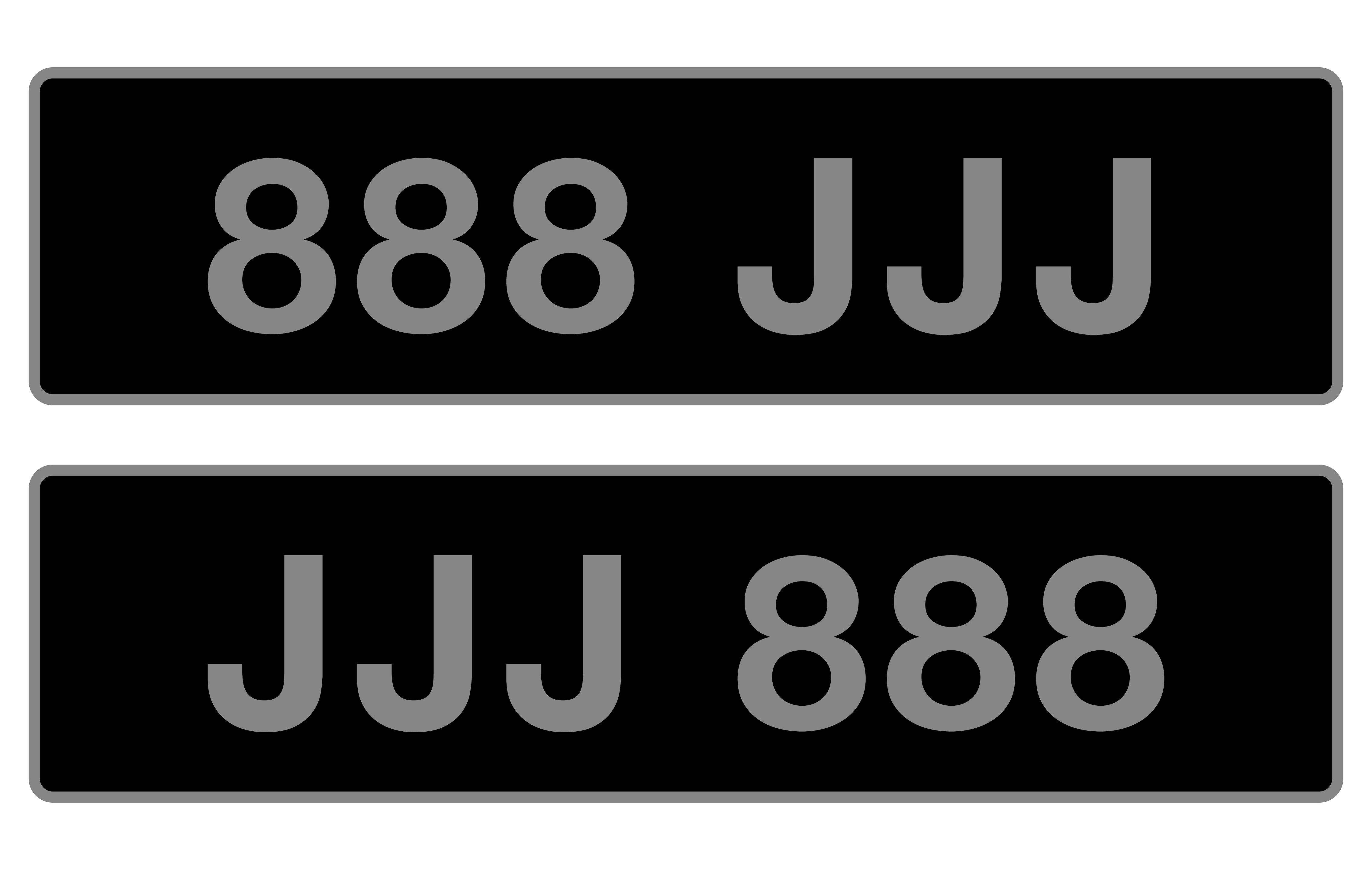 Bonhams Cars '888 JJJ' and 'JJJ 888' a reversed pair of UK Vehicle