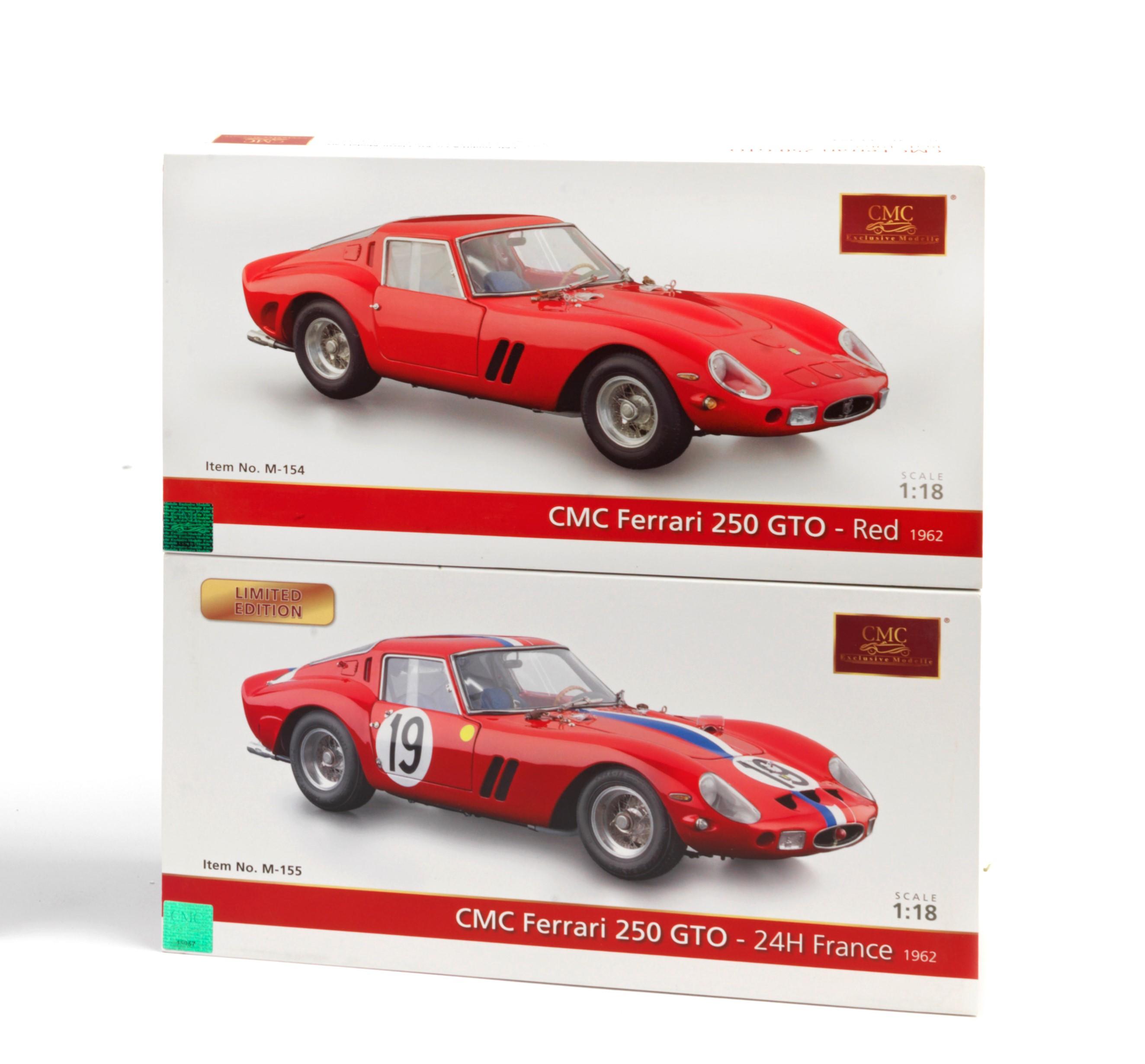 Two boxed 1:18 scale 1962 Ferrari 250 GTO models, by CMC Models of Germany,
