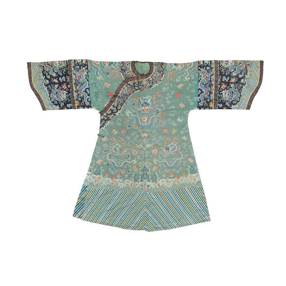 Bonhams : A RARE IMPERIAL NOBLEWOMAN'S TURQUOISE-GROUND GAUZE SILK ...