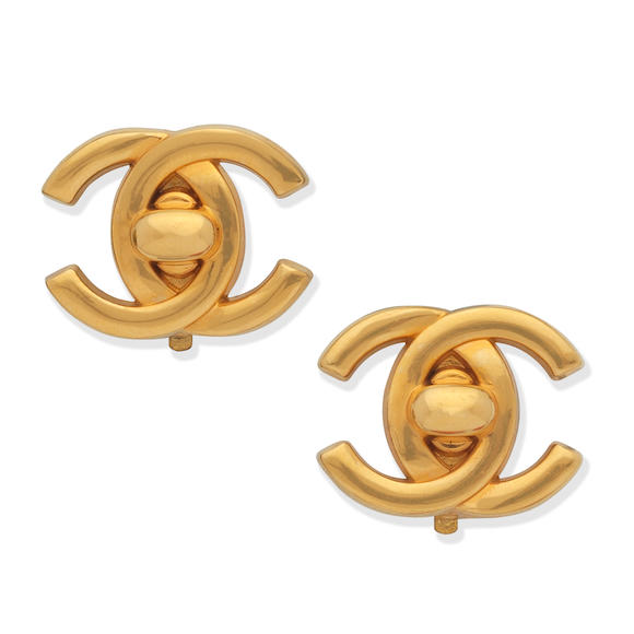 Bonhams : Victoire de Castellane for Chanel a Pair of Gold CC Turnlock ...