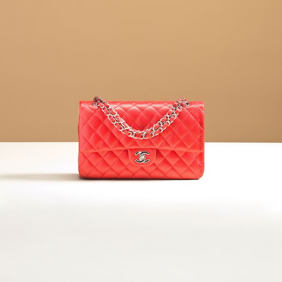 Bonhams Chanel a Red Perforated Lambskin Medium Classic Double Flap