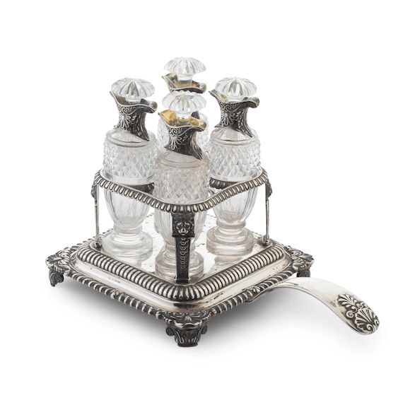 Bonhams : A George IV silver four bottle condiment set Philip Rundell ...