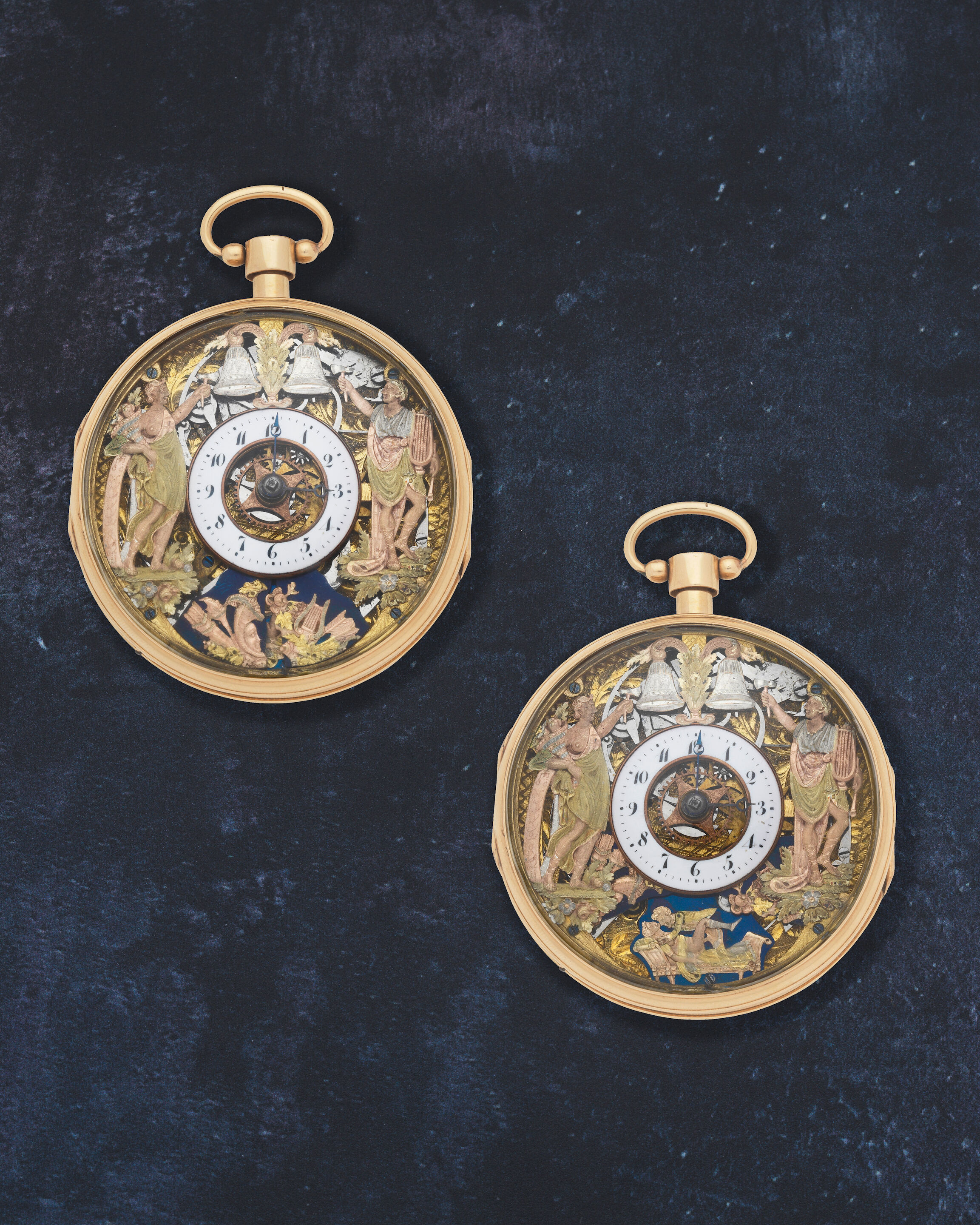 Cadran De Montre Gousset Ancien - Chronographe & Répétition - Émail Blanc - Occasion