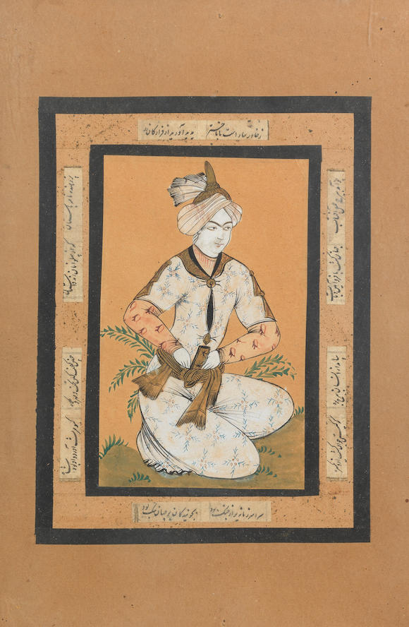 Bonhams : A group of seven paintings in 17th Century Safavid style ...