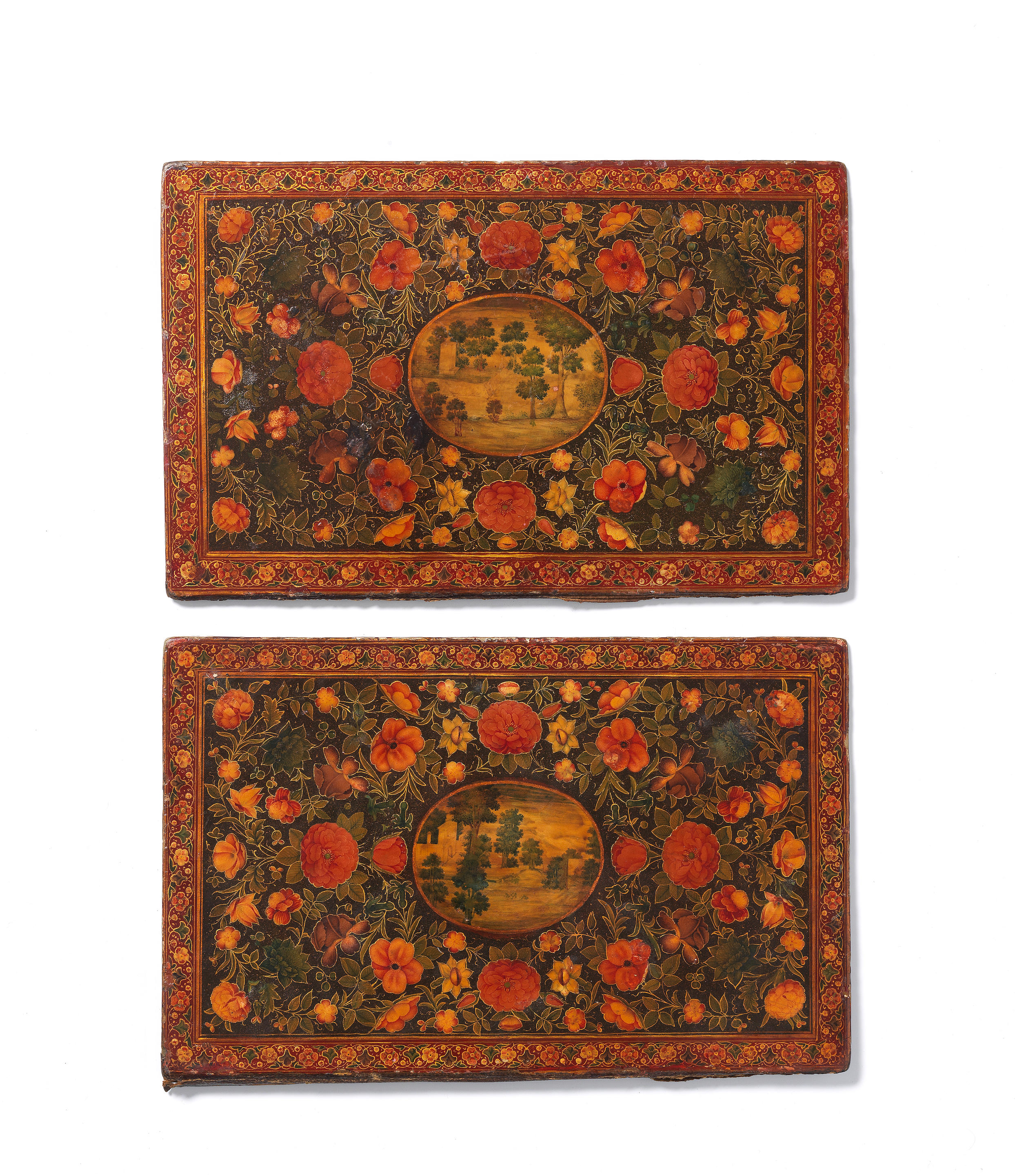 Bonhams A Pair Of Qajar Lacquer Bookcovers Persia 19th Century 2